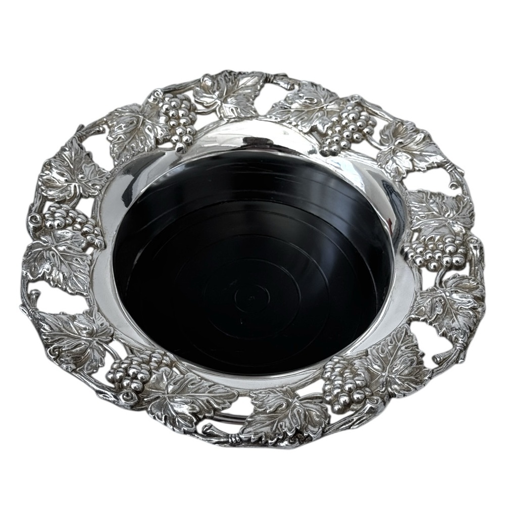 Godinger 1988 silver plated wine bottle holder dish bowl